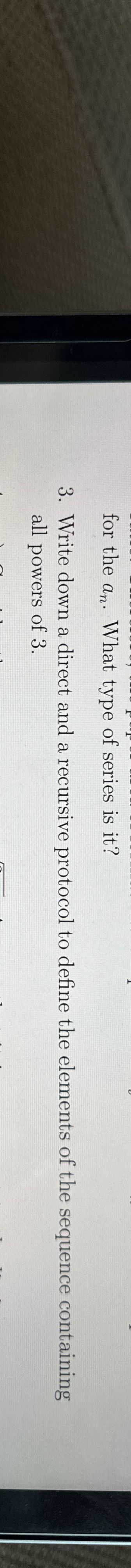  3. Write down a direct and a recursive protocol to define