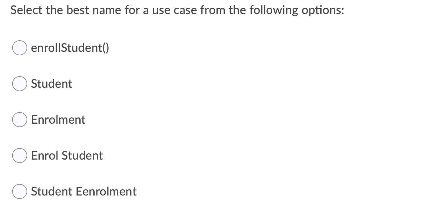 undefined Select the best name for a use case from the following