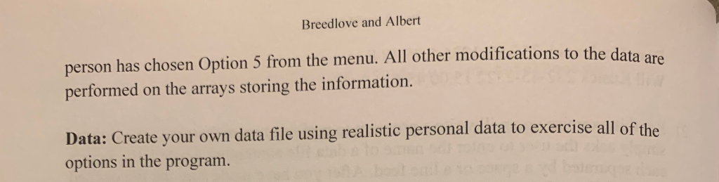 last name, phone number and birth a menu driven database application. You
