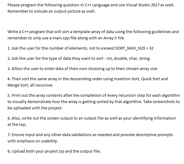  Please make Quick Sort, Insertion Sort and Merge sort to use