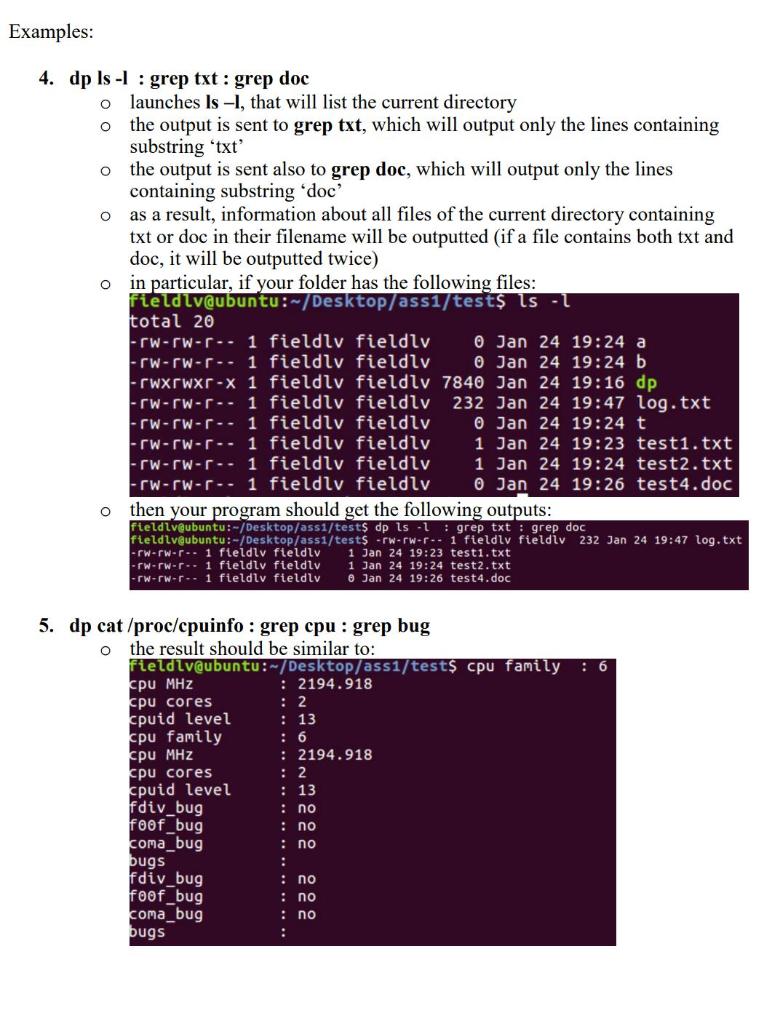 output to the standard input of two other processes. Usage: dp :