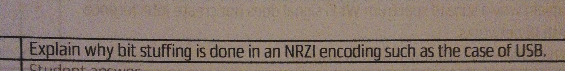  Explain why bit stuffing is done in an NRZI encoding such