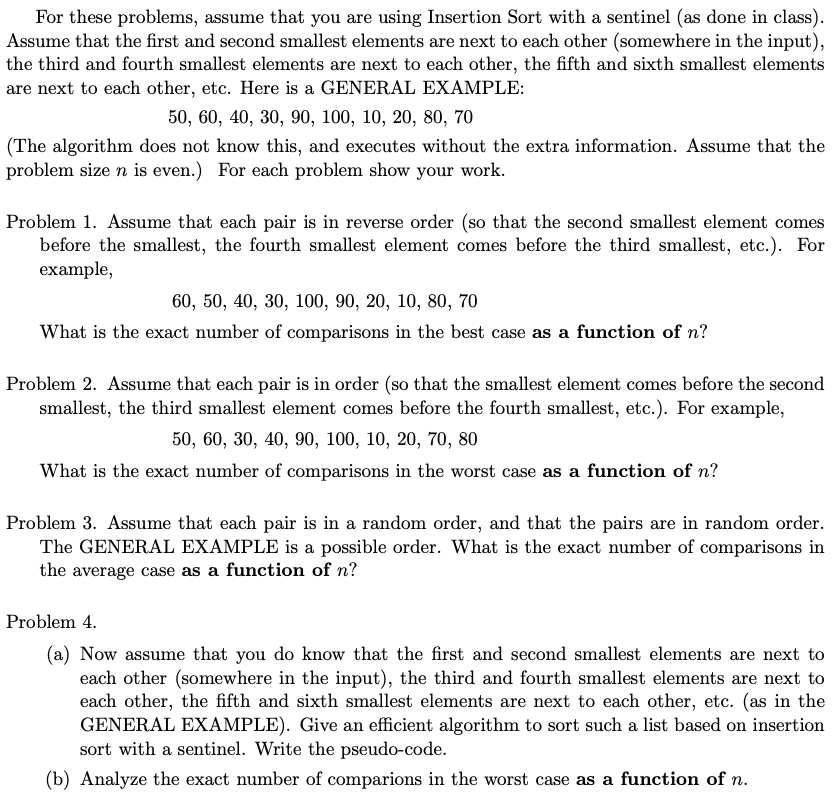 Problem 3. Assume that each pair is in a random order,