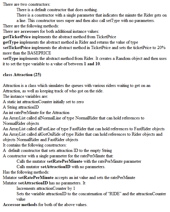 of riders, normal and fast that measures wait times. In order to