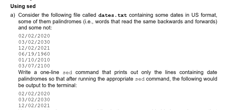 Write a one-line sed command that prints out only the lines containing