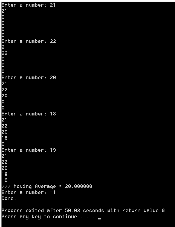 loop): Given a sequence , an n-moving average is a new sequence
