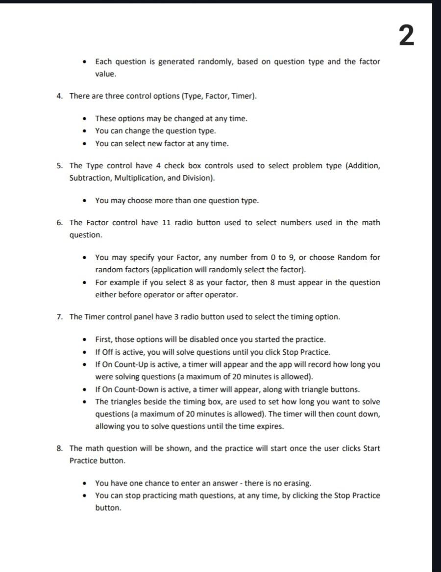 purpose of this project is to design and implement a math cards