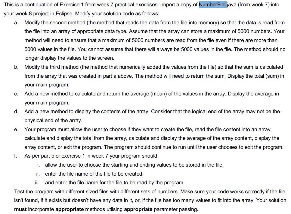 text file named numbers.txt that is to contain the whole numbers 101