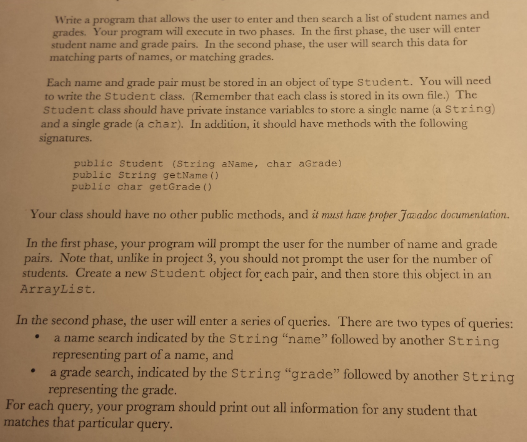 JAVA Write a program that allows the user to enter and then