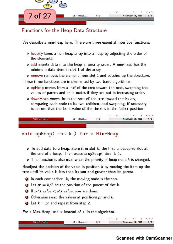 This function is also used when the priority of heap node k