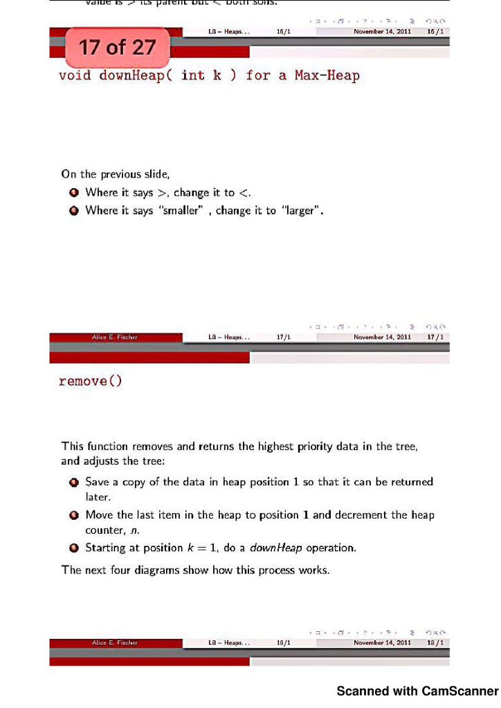 is changed. Readjust the position of the value in position k by