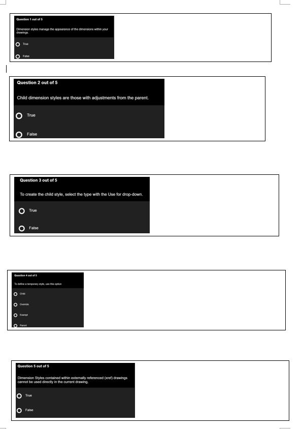  Autodesk AutoCAD 2D Drafting, Dimension Style Multiple Choice questions Please solve