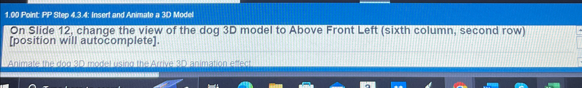  1.00 Point: PP Step 4.3.4: Insert and Animate a 3D Model