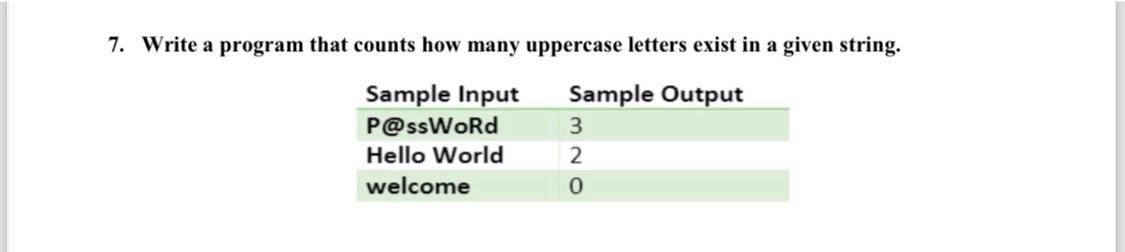  Write a program that counts how many uppercase letters exist in