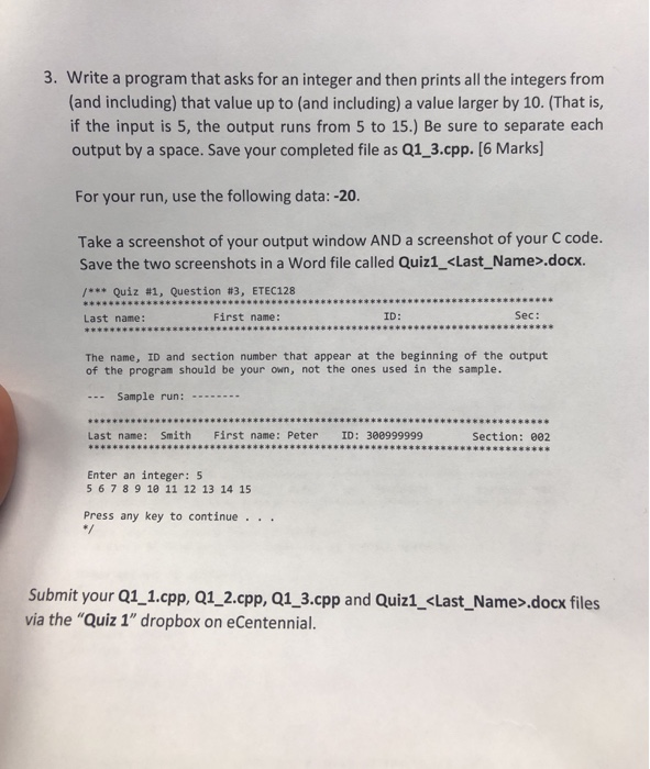  3. Write a program that asks for an integer and then