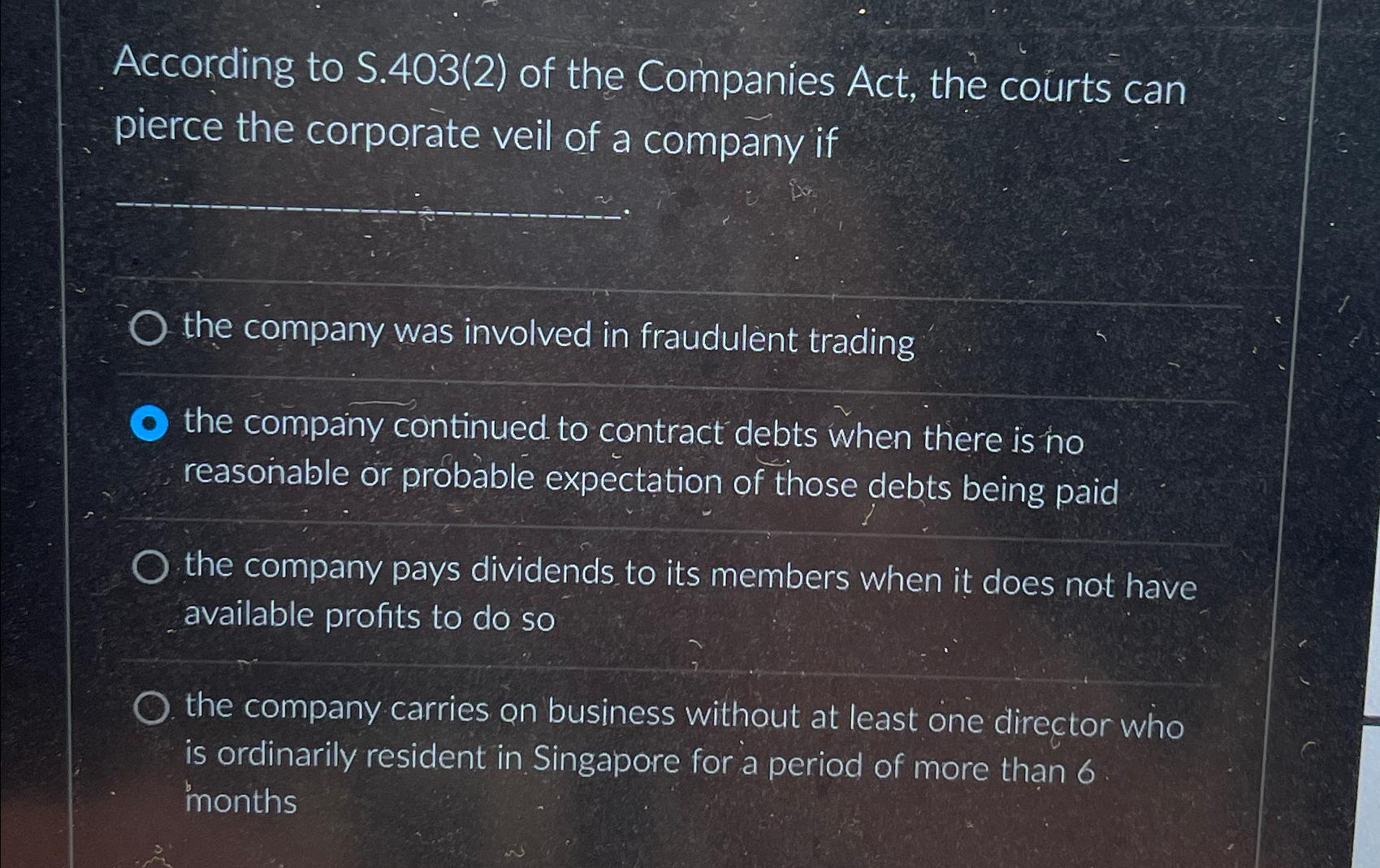  According to S.403(2) of the Companies Act, the courts can pierce