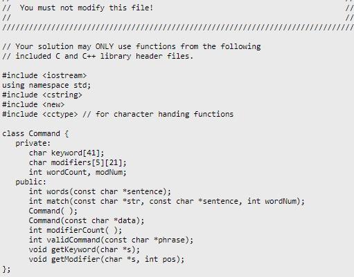"Command" which will be used to encapsulate a keyword (a string no