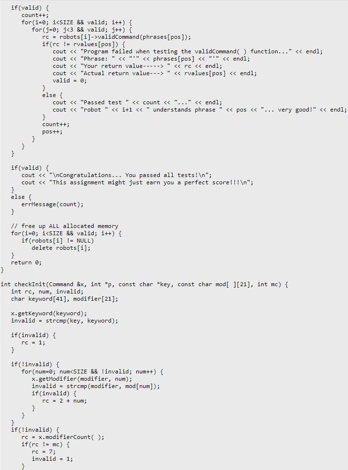 class Command { private: char keyword [41]; char modifiers[5][21]; int wordCount, modNum;