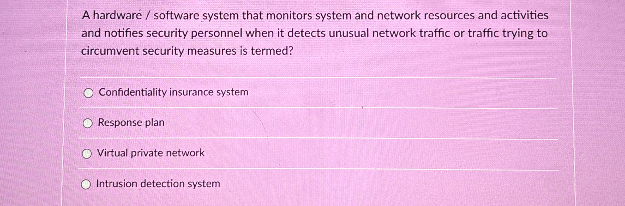  A hardware / software system that monitors system and network resources