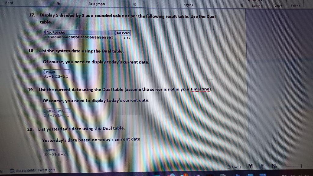 Can you help me write these SQL queries using Oracle Database and
