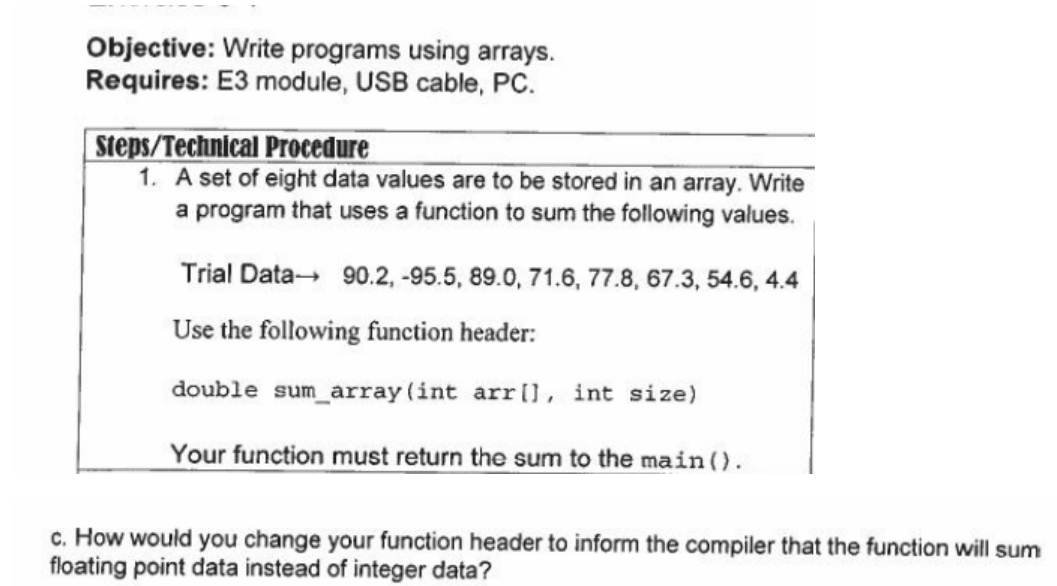a program that uses a function to find the average of the