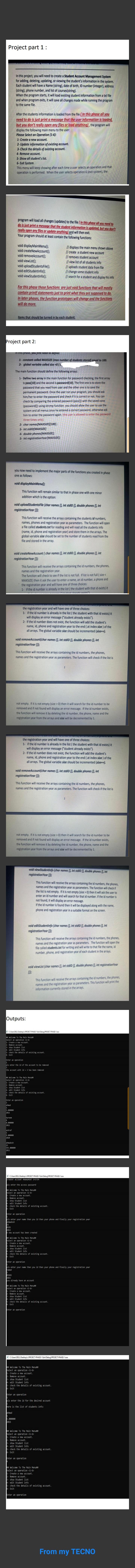 Project part 1 : In this project, you will need to