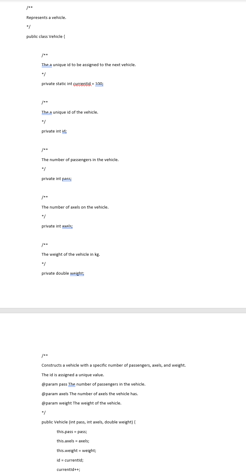 program for this assignment. Specifically, the removeVehicle, updatePassengers, and findVehicle methods in