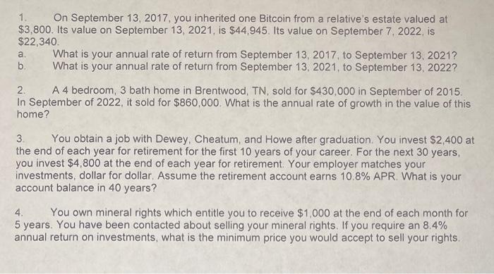  How do you solve these problems using a financial calculator? 1.