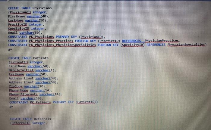 code below in SQL Server's query window to create the database tables