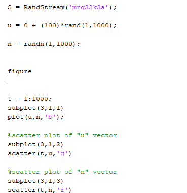 Utilizing the following,solve using MATLAB: code: Using the code above solve: sRandStream('mrg32k3a)
