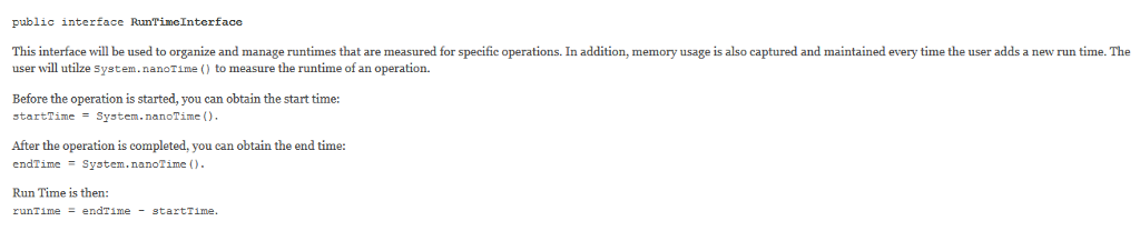Details 1. RunTime Class You will be expanding the functionality of the