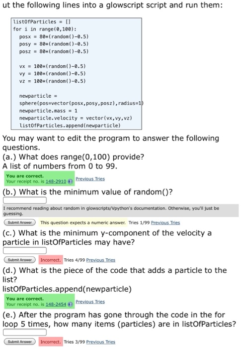 ut the following lines into a glowscript script and run them: