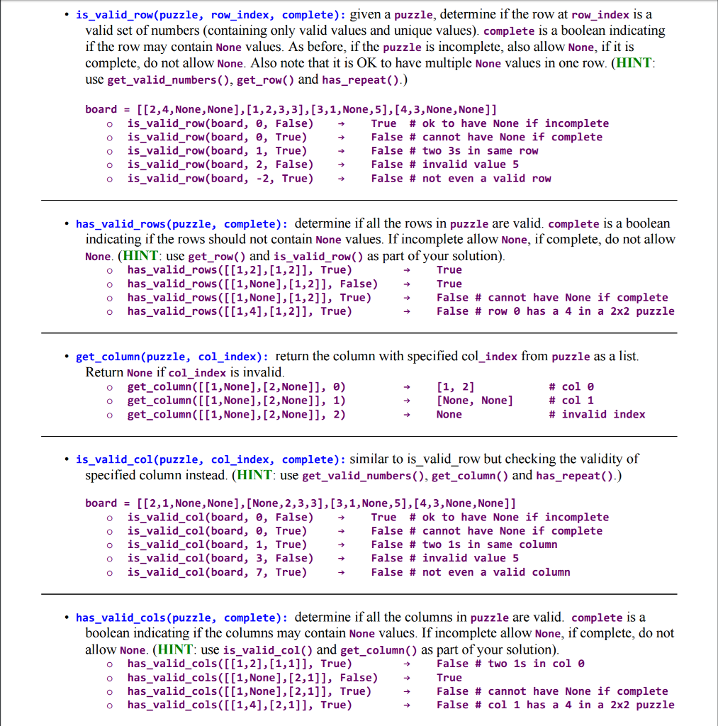 Help with Python 3 Functions Coding: Below are the functions required to
