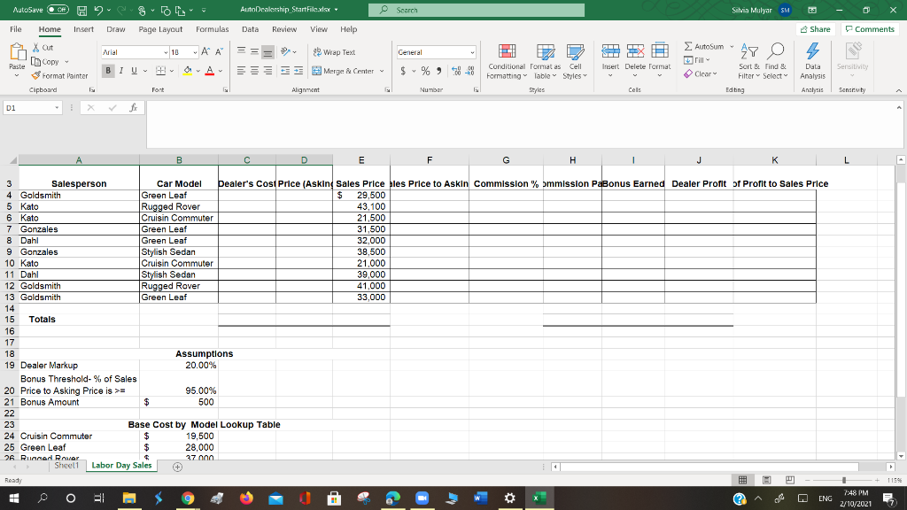 information on the Documentation Tab Complete the Documentation Sheet (Name, Date, and