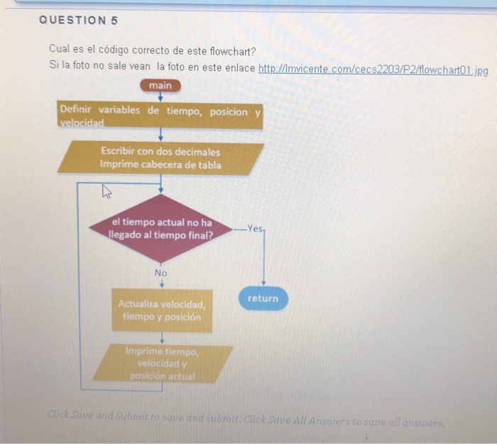  QUESTION 5 Cual es el cdigo correcto de este flowchart? Si