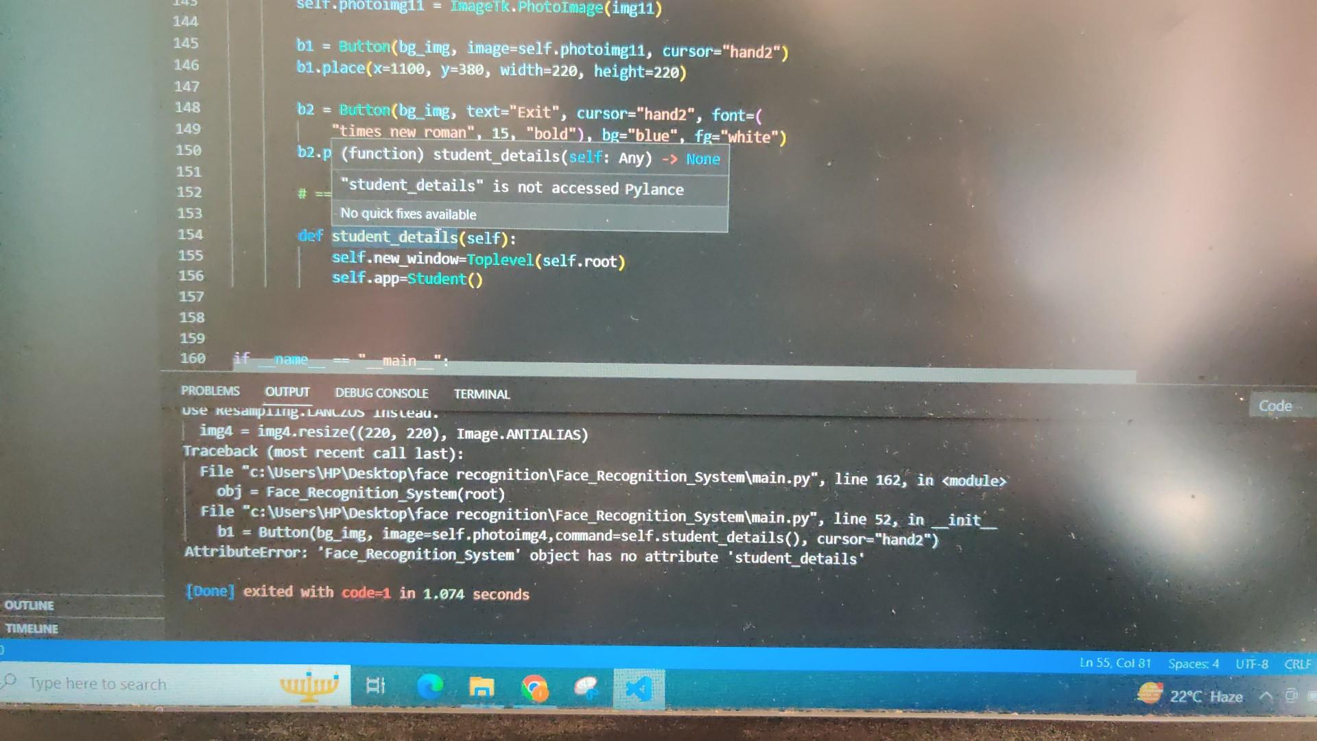  python is not accepting the function student_details please help fix this