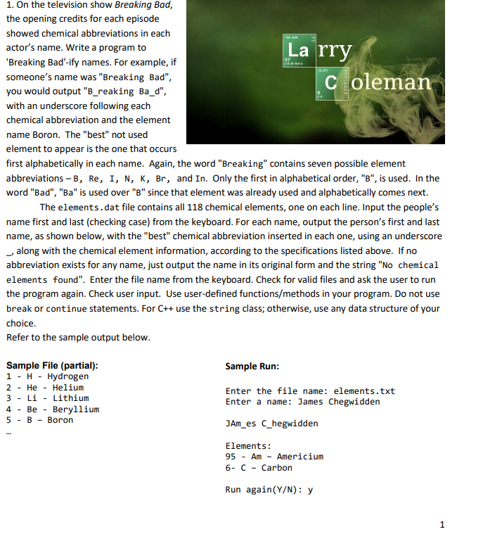 TEXT FILE 1 - H - Hydrogen 2 - He -