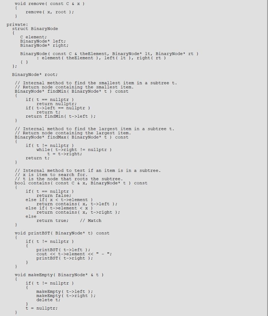 bst.cpp #ifndef BST_H #define BST_H #include #include #include using namespace std; template