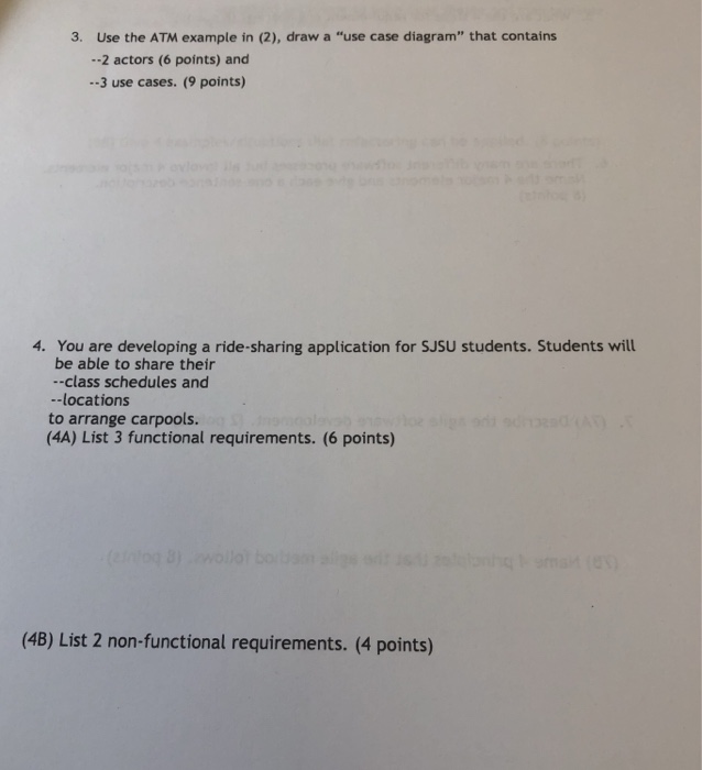  3. Use the ATM example in (2), draw a "use case
