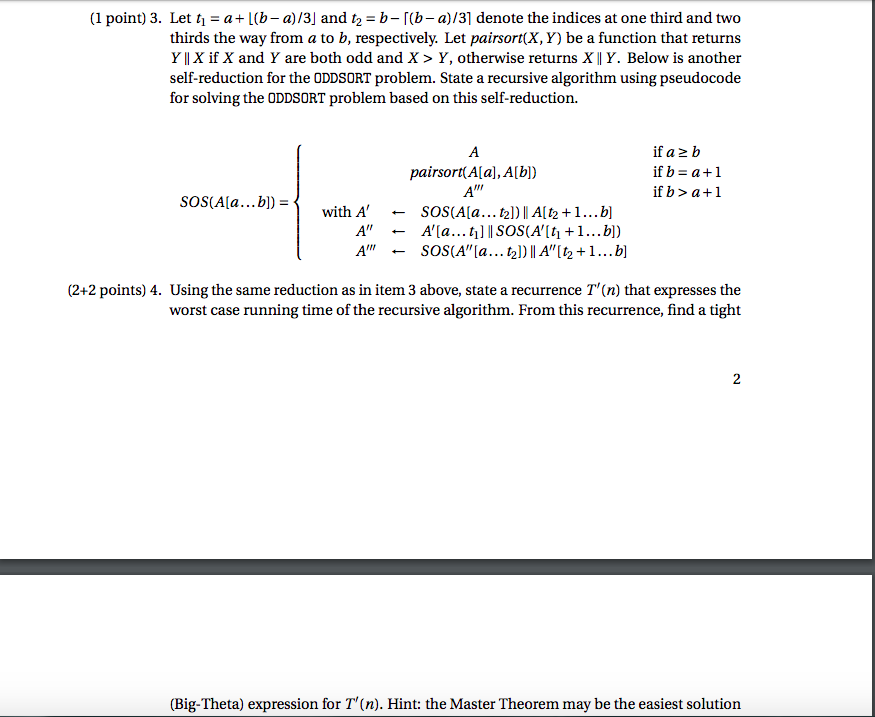  (1 point) 3. Let t1 = a + (b-a)/3] and t2