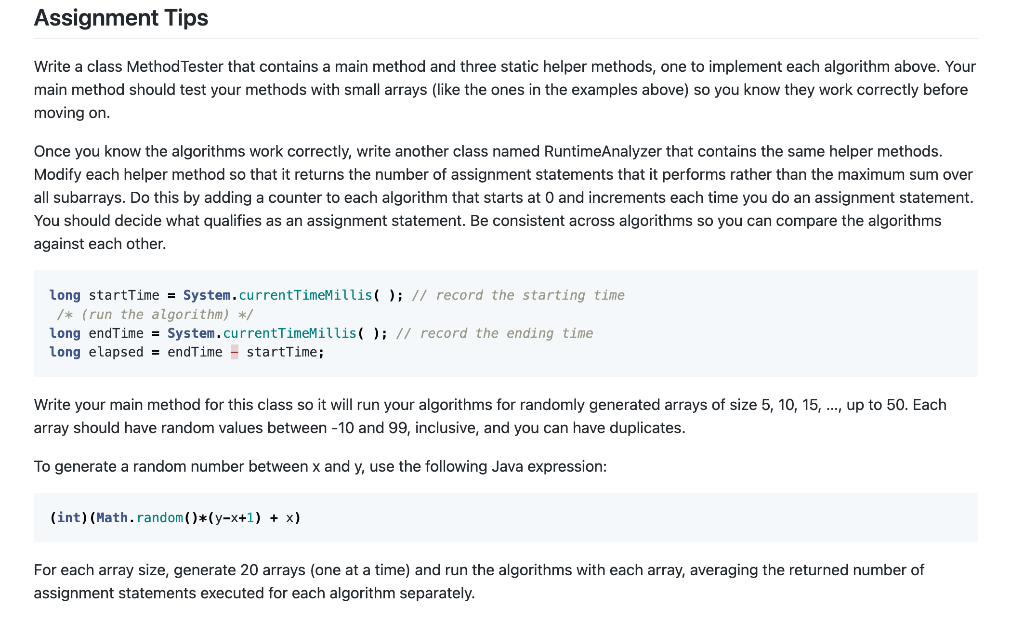 be an array of integers (positive or negative). Assume that the array