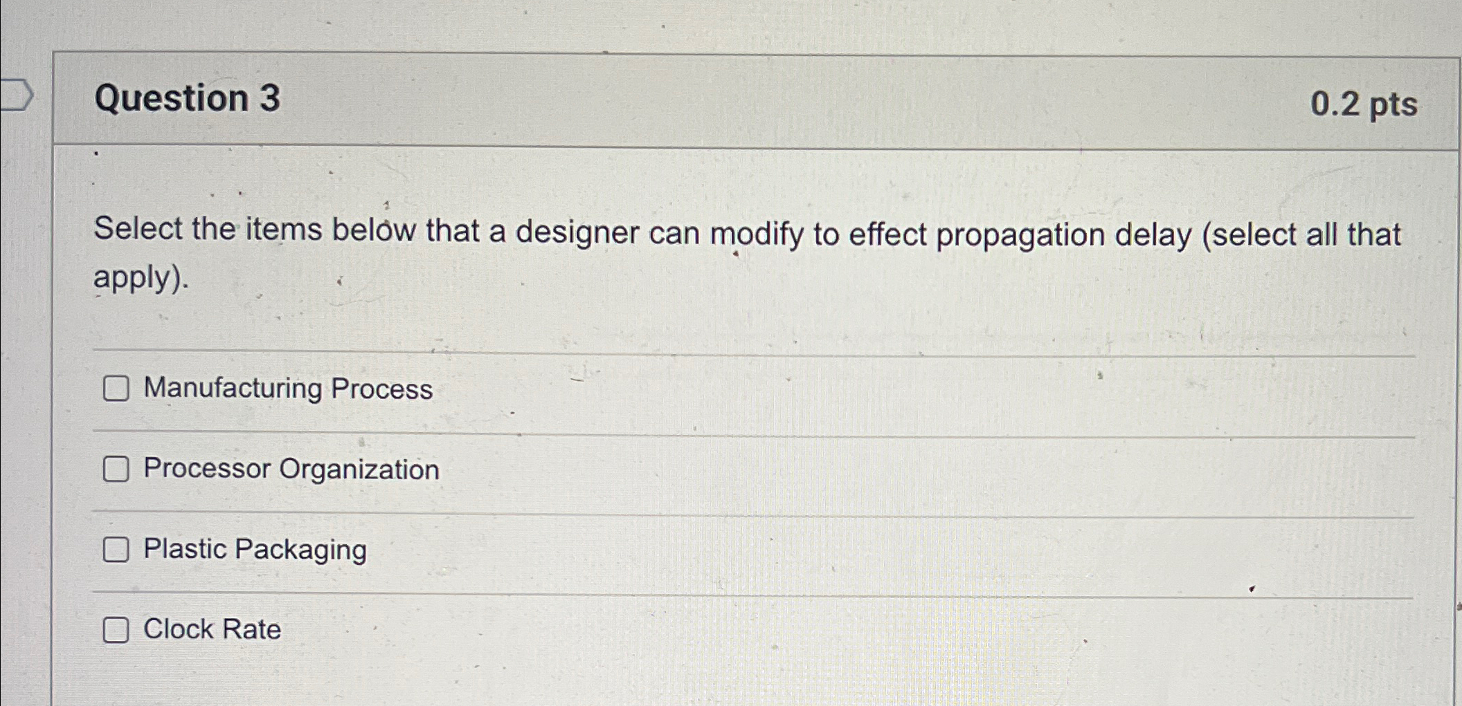  Question 3 0.2pts Select the items below that a designer can