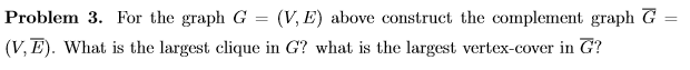  For the graph G = (V, E) above construct the complement