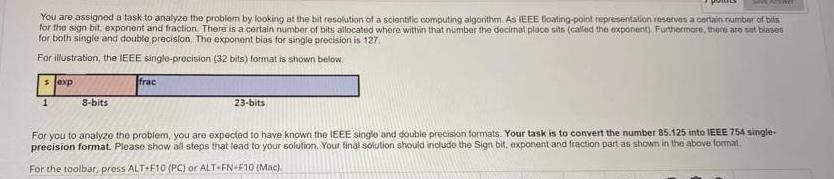 the resolution of scientific computing algorithm. As IEEE floating-point representations reserves a