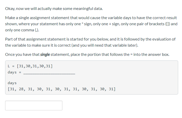 Okay, now we will actually make some meaningful data. Make a
