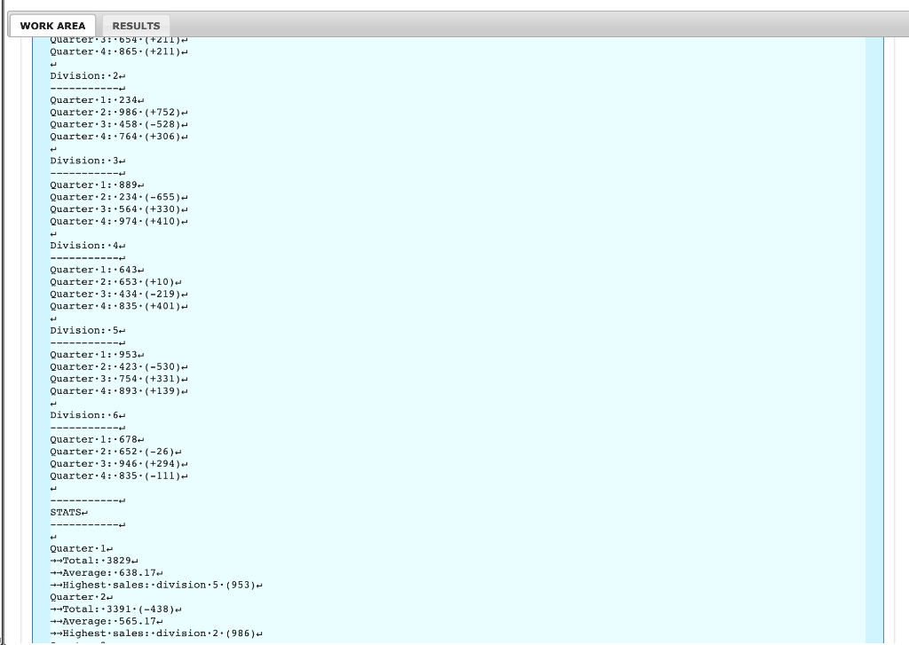 input =new Scanner(System.in); for(int i=0;i private static void printQuatrleySalesStats(int[][] sales) { System.out.println("===QuarterlySalesFigures===