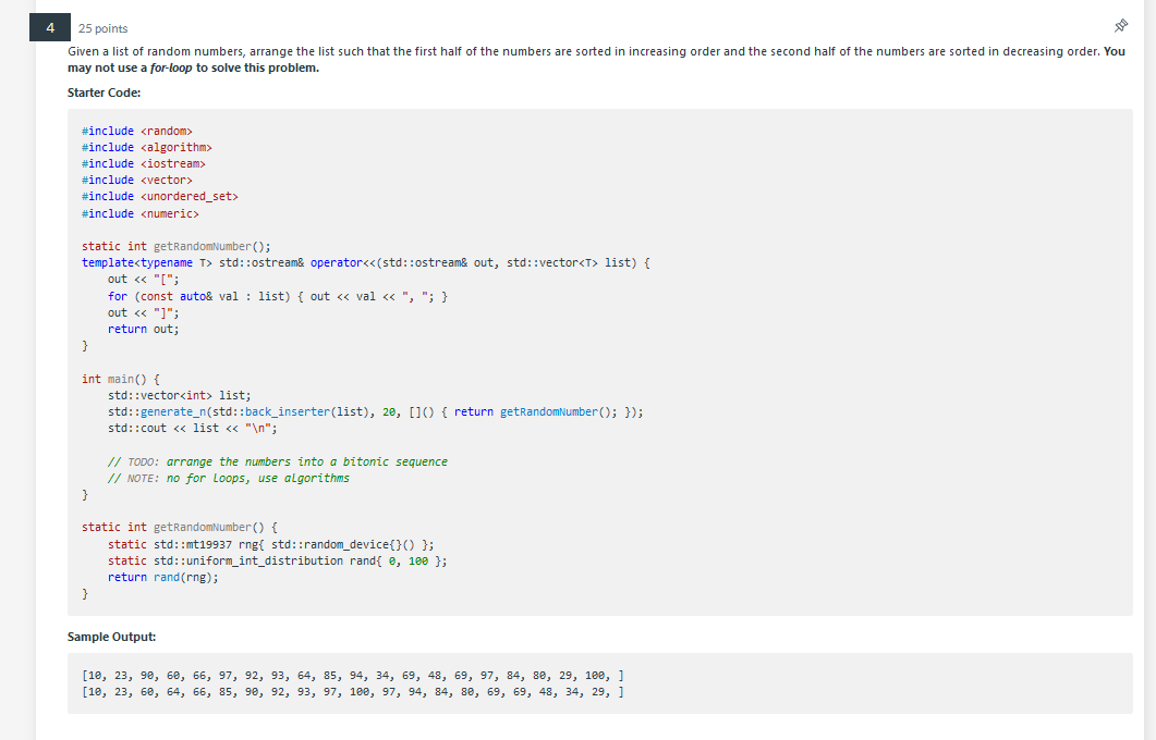 Please use code provided and follow instructions. Thank you! 25 points may