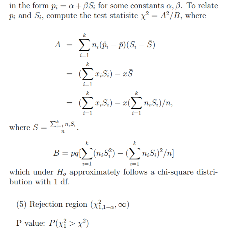 Write a function in R that performs a Chi-Square test for trend.