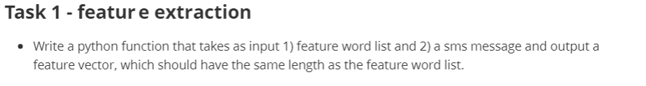 the training set spam_train.csv as input and output a list of words