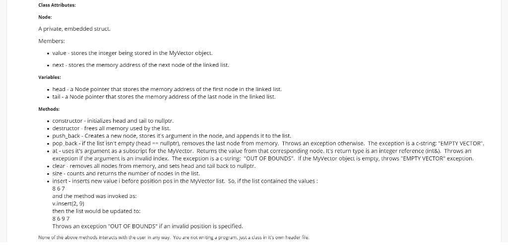 named MyWector using the following UML diagram and class attribute descriptions. MyVector